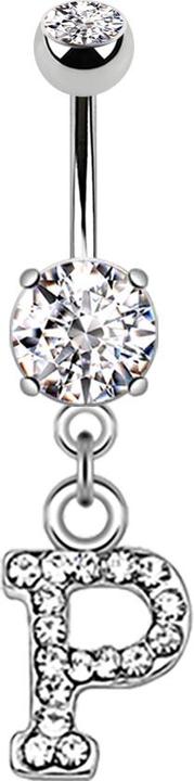 Immagine prodotto Star Piercing Banana in argento con ciondolo in cristallo lettera P (Ottone, Acciaio chirurgico 316L)