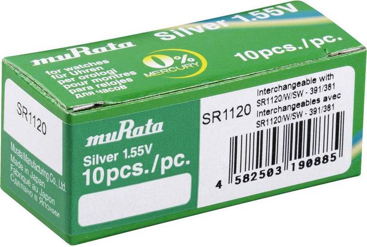 Produktbild Murata Knopfzelle Silberoxid n 381 (10 Stk., SR55, 60 mAh)