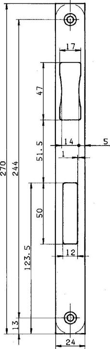 Productafbeelding BKS Slagplaat B 9000 roestvrij staal breedte 24 x lengte 270 mm schuin DIN links/rechts vlak (Opvallende plaat)