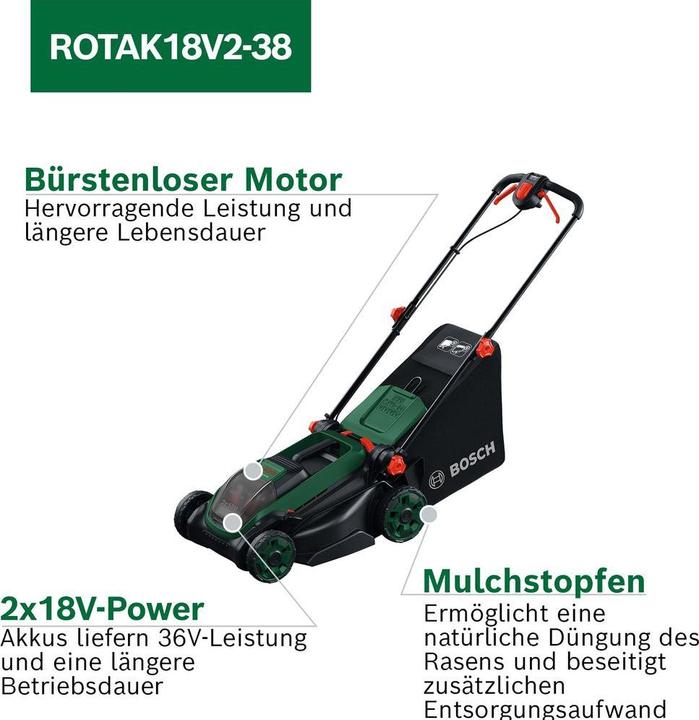 Image du produit Bosch Hausgeräte Rotak 18V2-38 solo (Fonctionnement sur batterie)