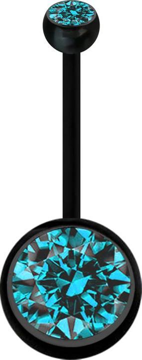 Actual product image Star Piercing Banane Schwangerschaft schwarz mit zwei Kugeln Kristall gross aqua (Plastic, without brass)