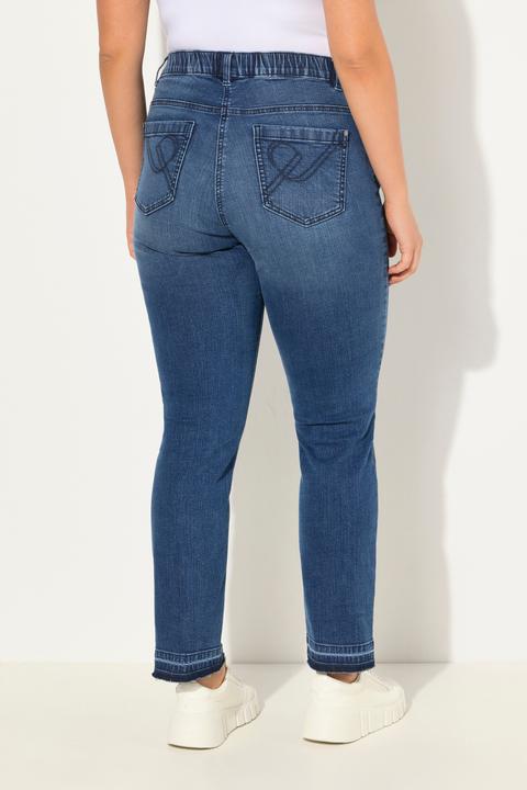 Immagine prodotto Ulla Popken Jeans modello Sammy in tessuto elasticizzato con taglio della gamba aderente e orlo sfrangiato (56)