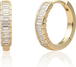Produktbild Sparkling Jewels Sparkling Gold-Plated Hoop Earrings With Cubic Zirconia Eag23