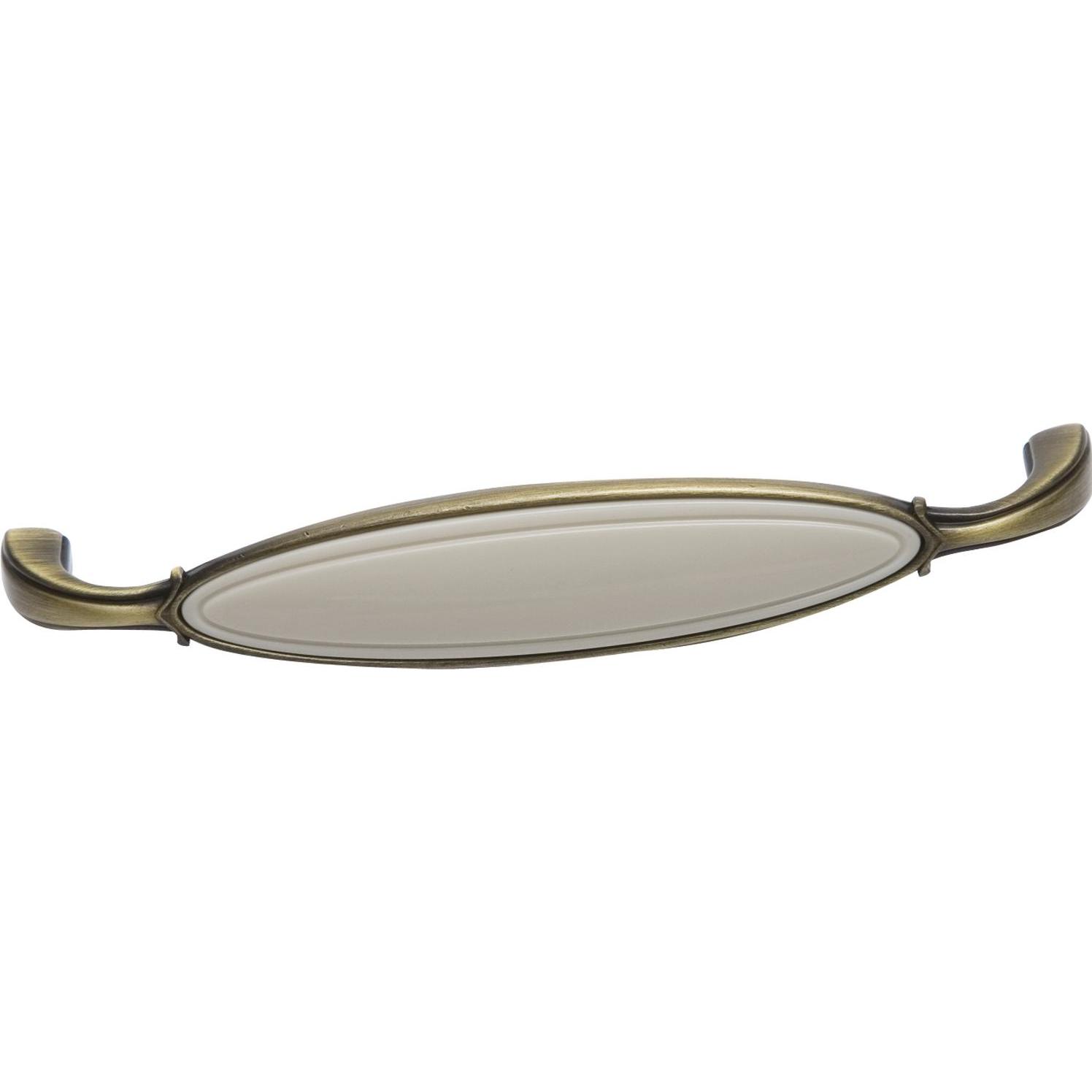 Siro, Möbelgriff, Griff Anaheim Schubladengriff 128 mm ZN/Kunststoff altmessing brüniert/beige