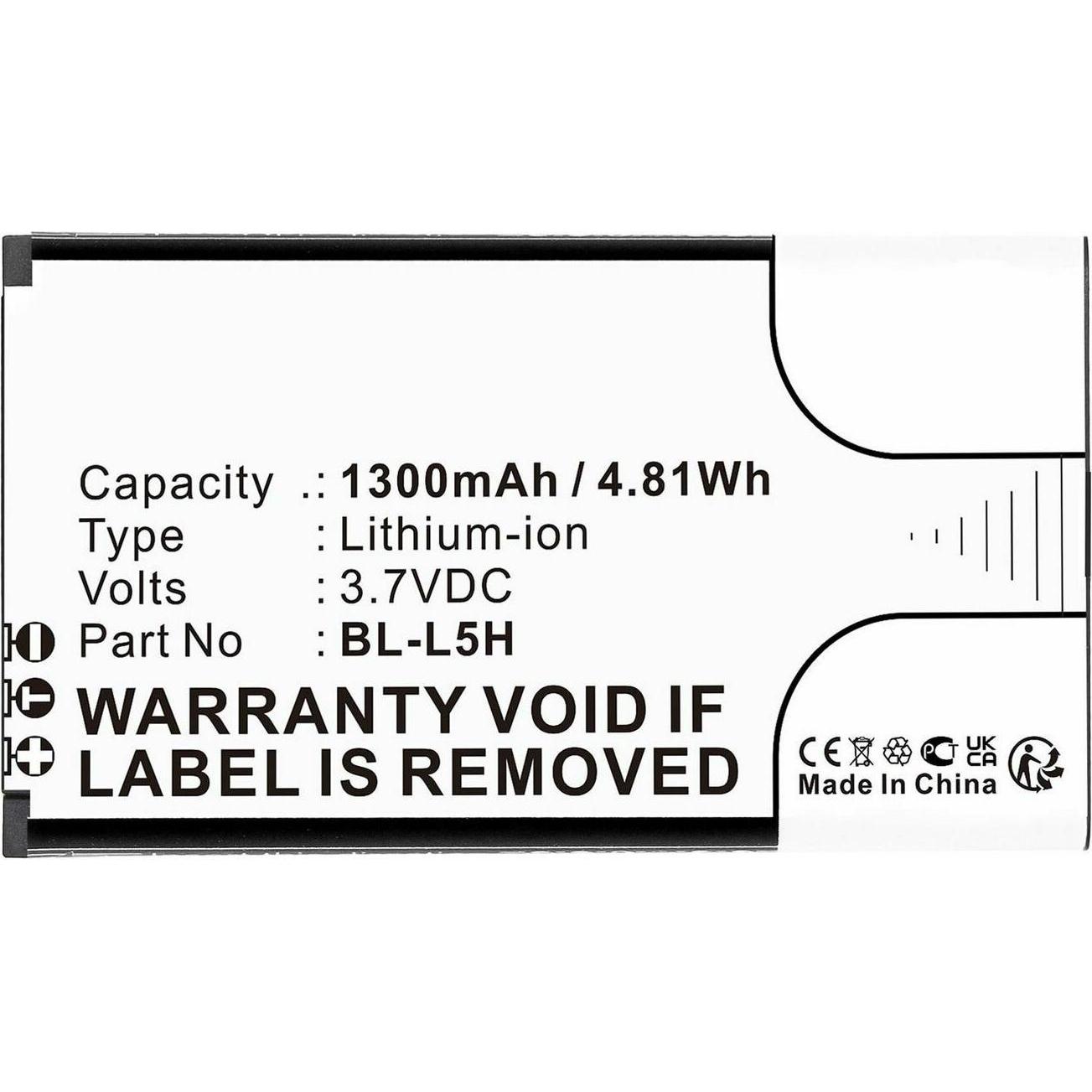CoreParts Battery 3.7V 1300mAh 4.81Wh, Smartphone Akku
