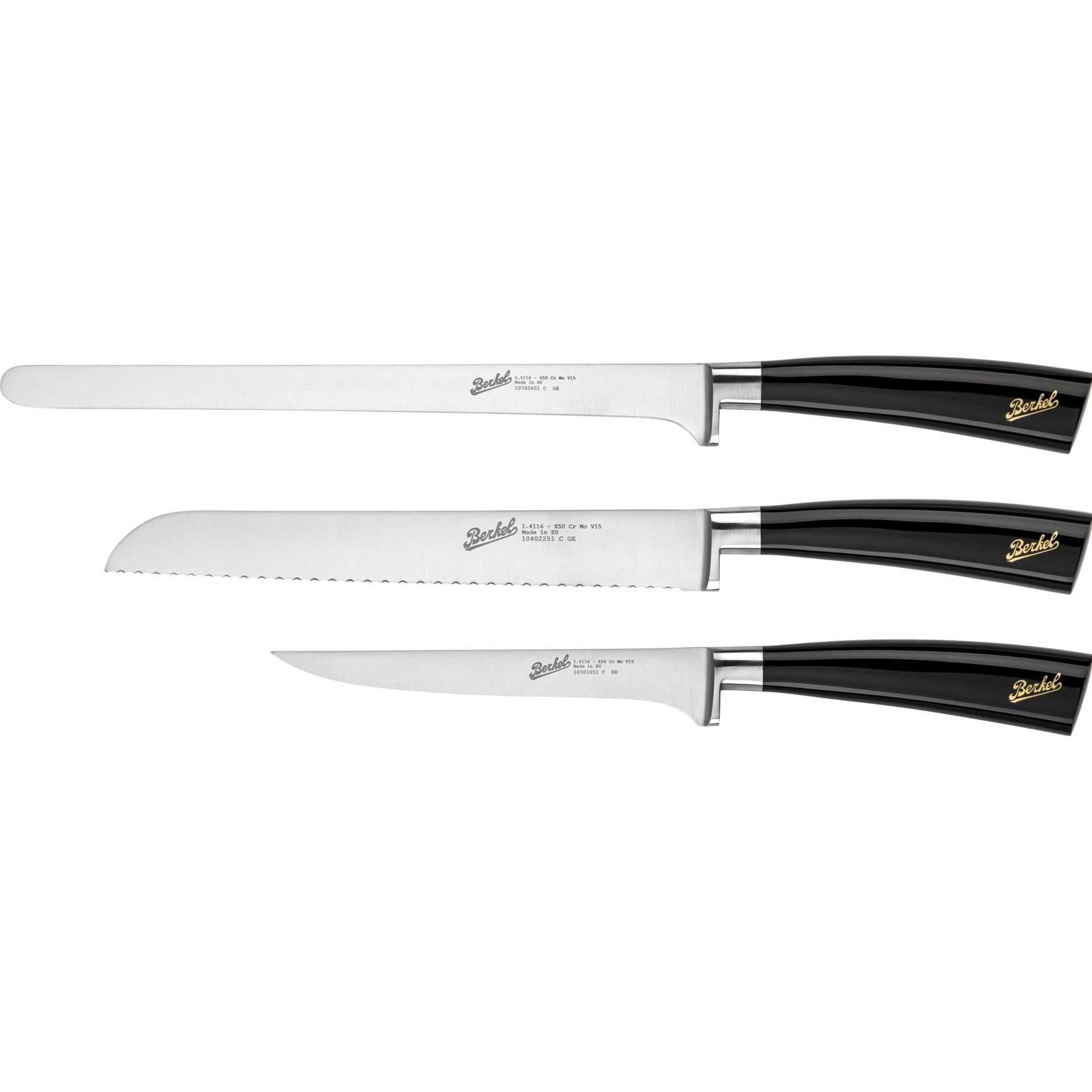 Berkel Elegance Glossy Black Ham-Set 3-tlg., Küchenmesser, Schwarz
