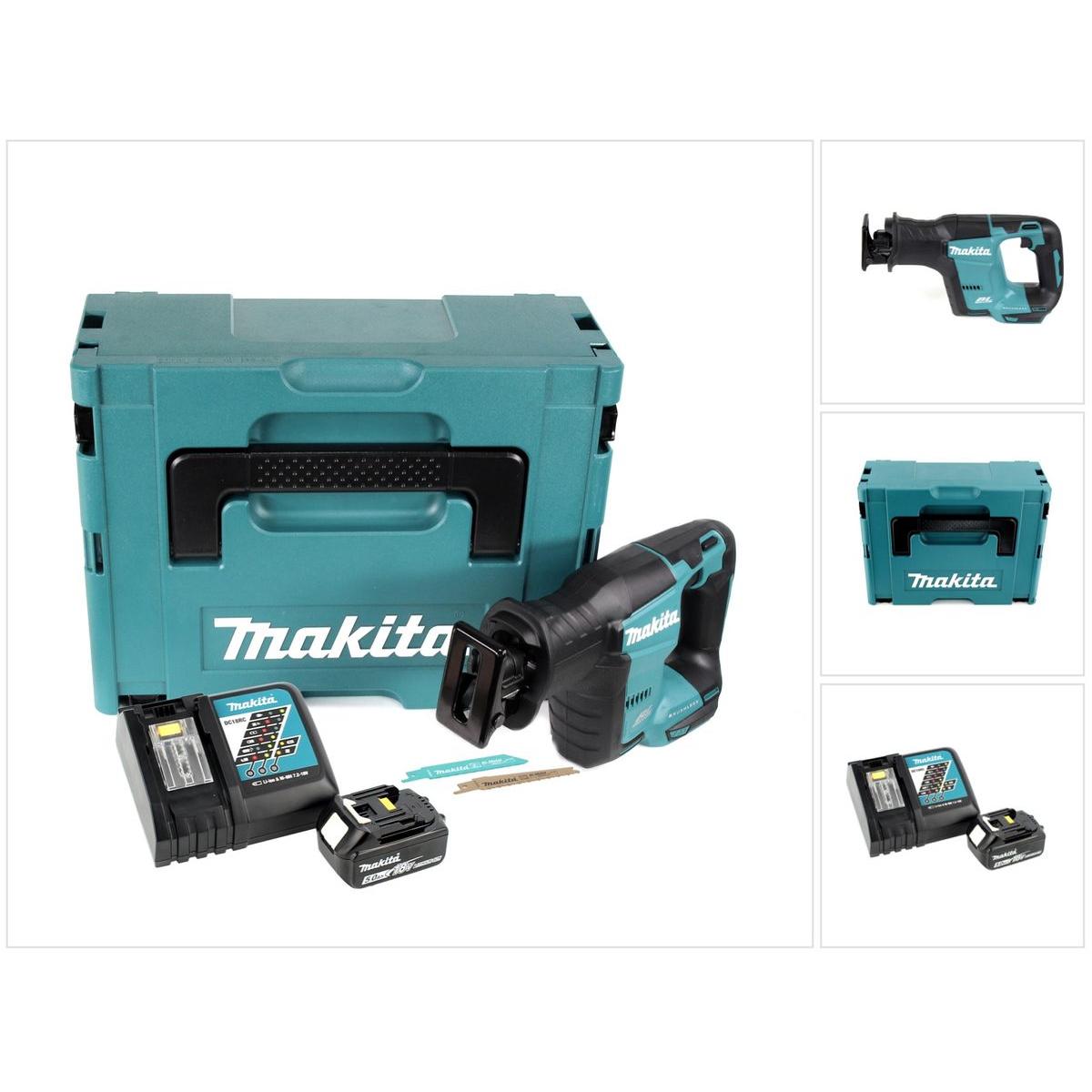 Makita, Säbelsäge, DJR 188 RT1J Akku Reciprosäge 18 V Brushless Säbelsäge im Makpac + 1x 5,0 Ah Akku + Ladegerät