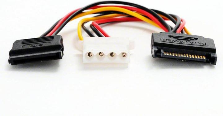 Actual product image Delock Cable Power SATA 15 pin male > Molex 4 pin female + SATA 15 pin female (16.50 cm, 15 pin S-ATA, 4 pin Molex)