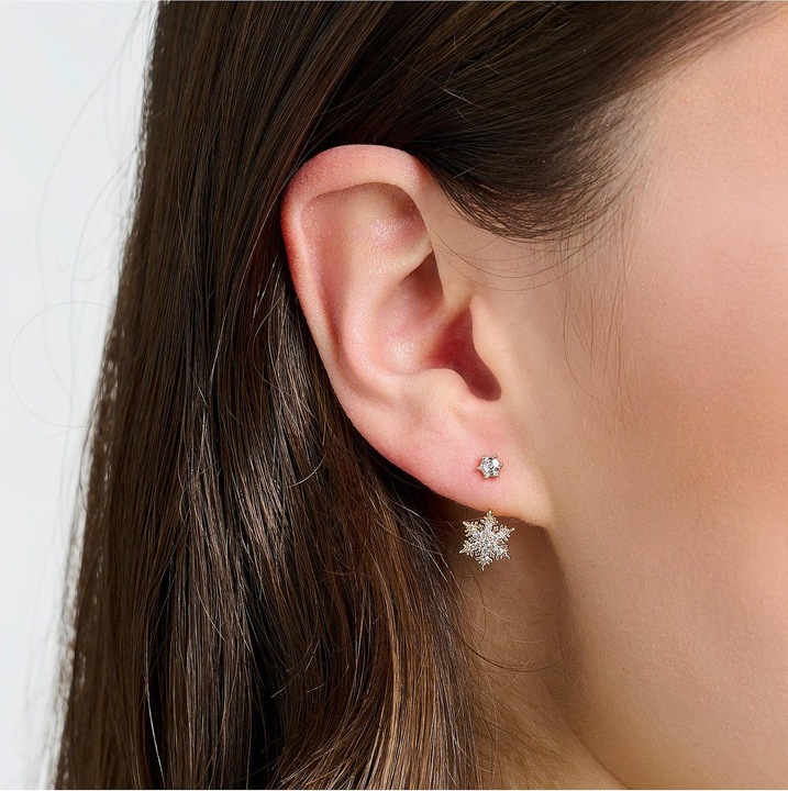 Produktbild Thomas Sabo Einzel Ohrstecker Schneeflocke mit Weissen Steinen Roségold (925er Silber)