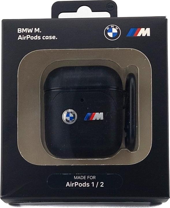 Produktbild BMW BMA222PVTK AirPods 1/2 cover czarny/black Leather Curved Line (Kopfhörer Hülle)