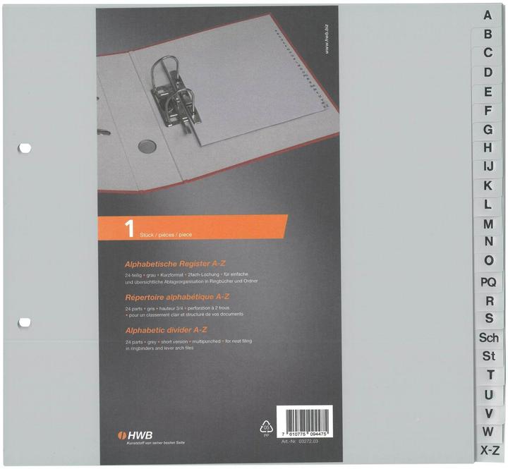 Actual product image Hwb Register A - Z