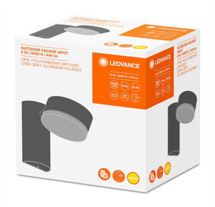 Image du produit Ledvance LED FACADE SPOT Projecteur de façade 8W/3000K GY Gray 8W 440lm 3000K 15.000h IP54 (440 lm, IP54)