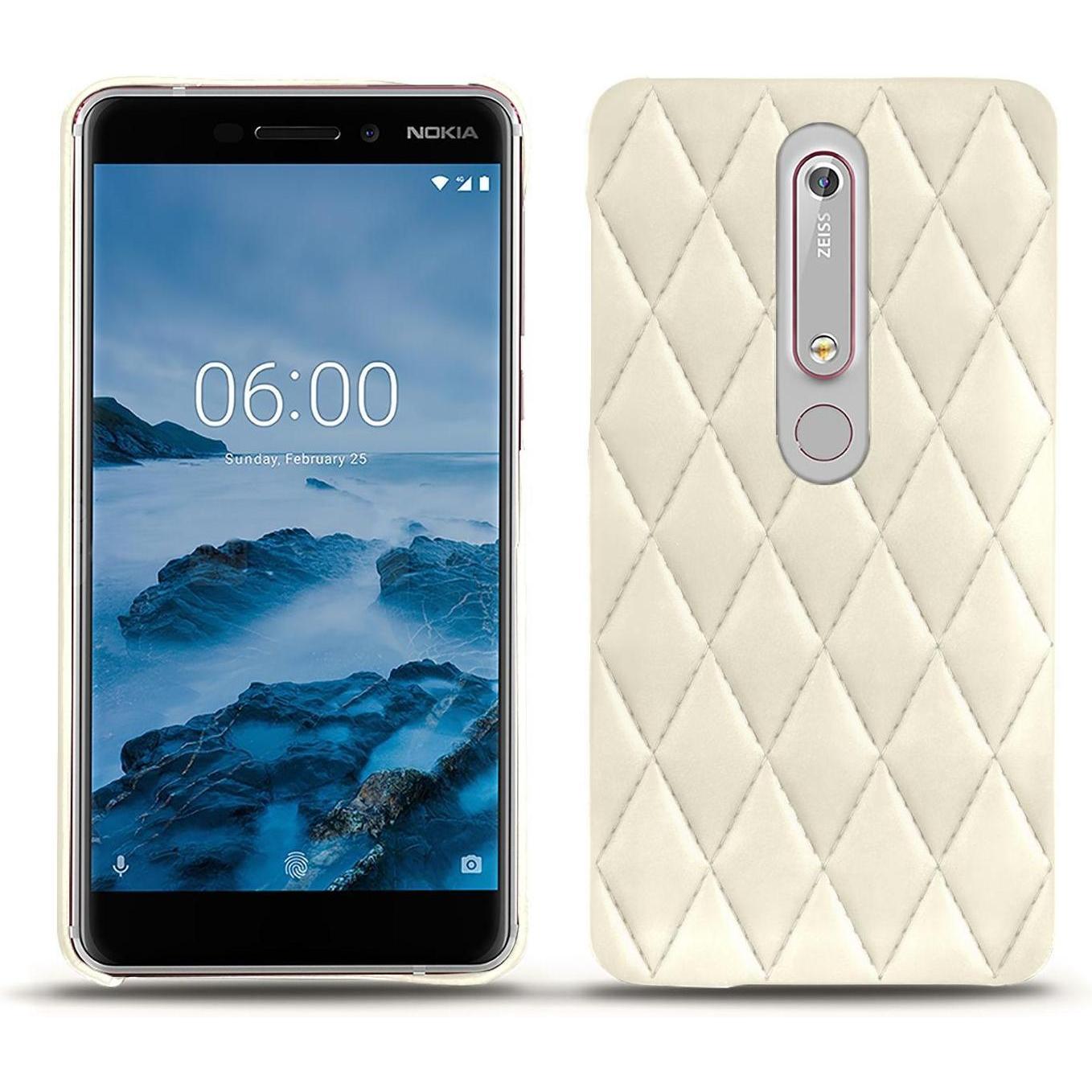 Noreve Lederschutzhülle (Nokia 6 (2018)), Smartphone Hülle, Weiss