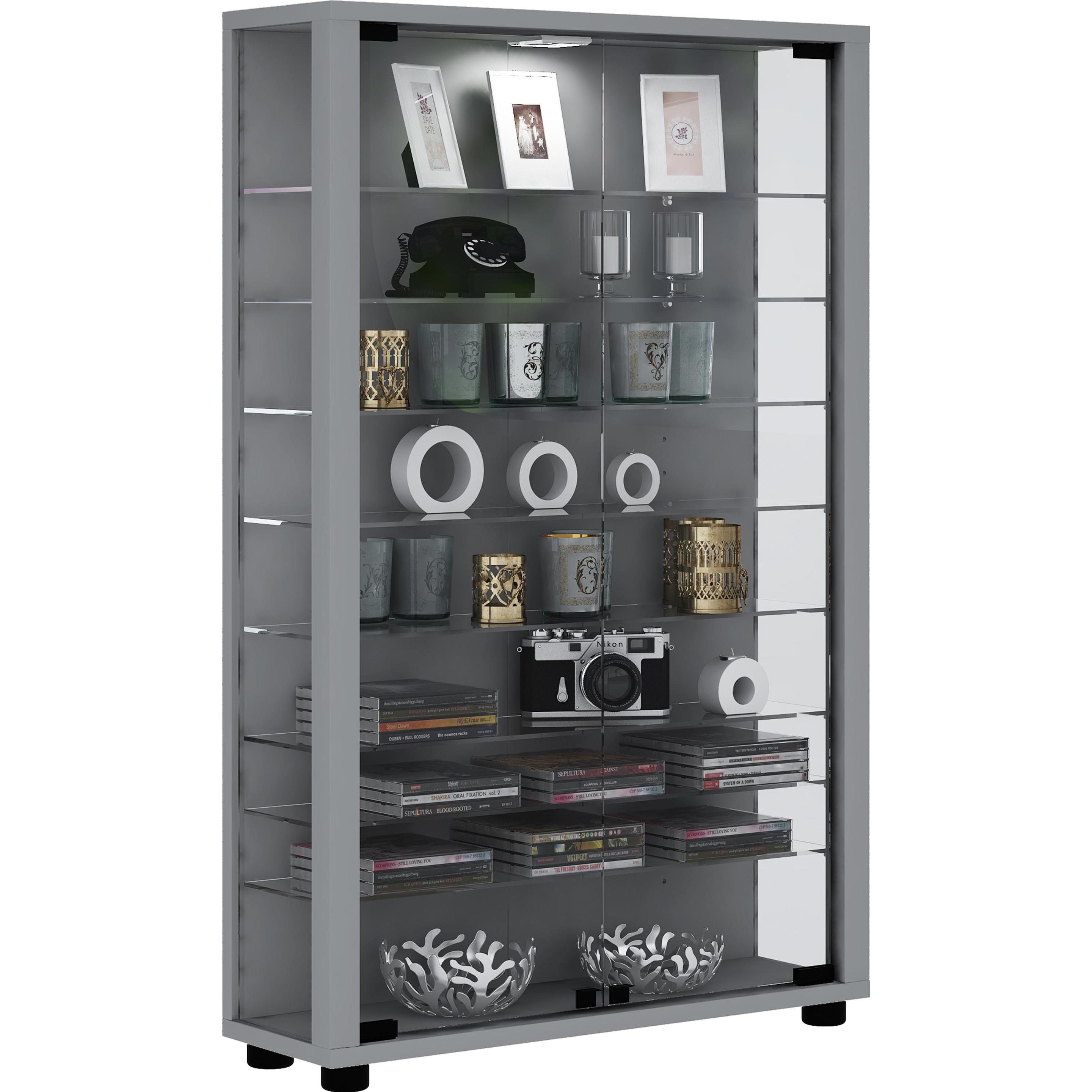 VCM, Vitrine + Buffetschrank, Sammel Stand Vitrine Holz Glas Lumo Mini (90 x 59 x 18 cm)