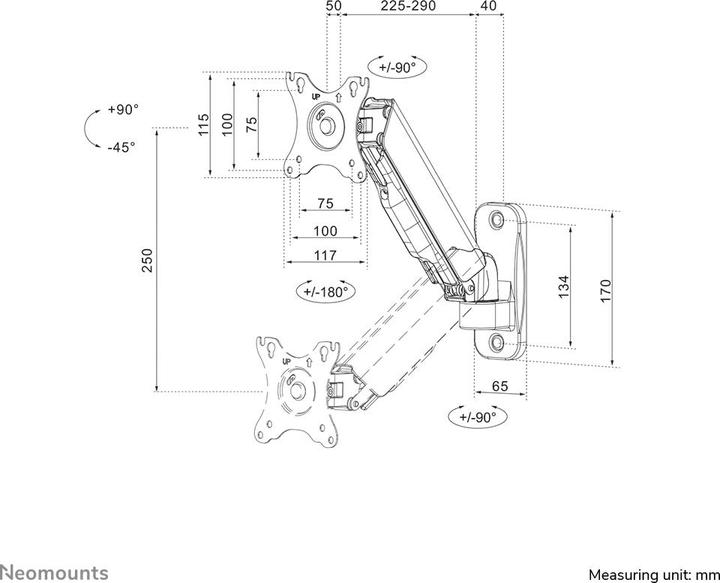 Image du produit Neomounts WAH 1TFT 2Articulation Max.9 (Mur, 32", 9 kg)
