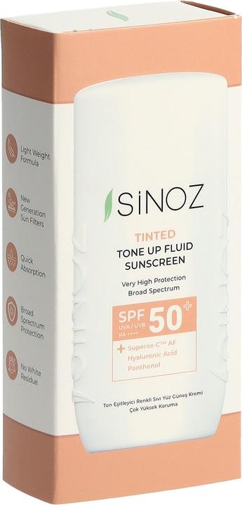 Actual product image Sinoz Tinted Tone Up Fluid Sunscreen (Suntan cream, SPF 50+, 50 ml)