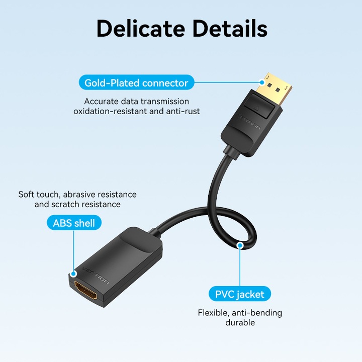 Actual product image Vention DisplayPort – HDMI (0.15 m, DisplayPort)