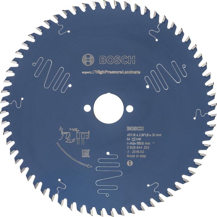 Actual product image Bosch Professional Zubehör Circular saw blade Expert for High Pressure Laminate, 216 x 30 x 2.8 mm, 64