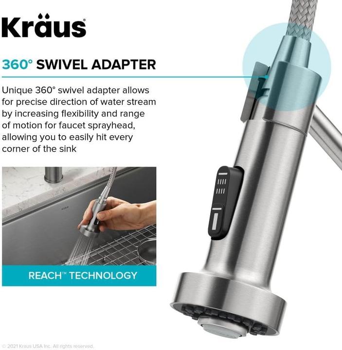 Actual product image Kraus Single-Handle Pull-Down Sprayer Kitchen Faucet Water Filtration System