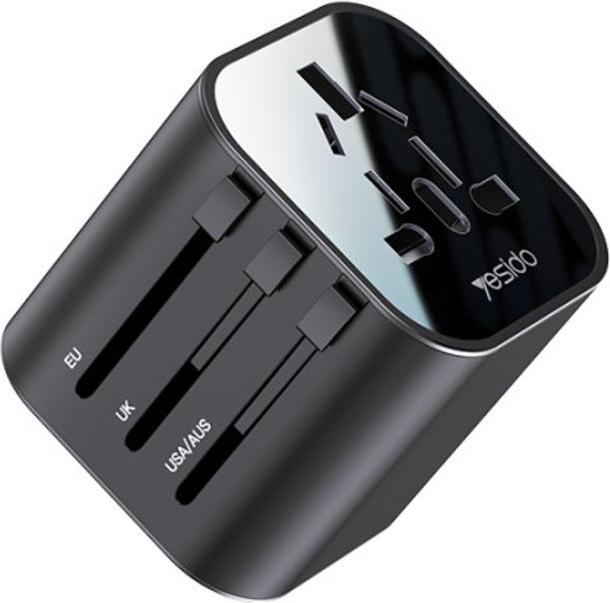 Produktbild Yesido - Wall Charger (MC09) - for Travel, EU, UK, US, AUS, 3.4A - Black