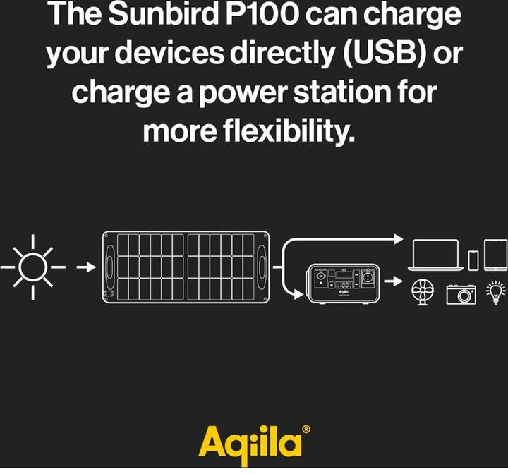 Immagine prodotto Aqiila SUNBIRD P100 AQSO100SUN003 Caricatore solare Cella solare di carica 4,88A 100W (100 W, 5.97 kg)