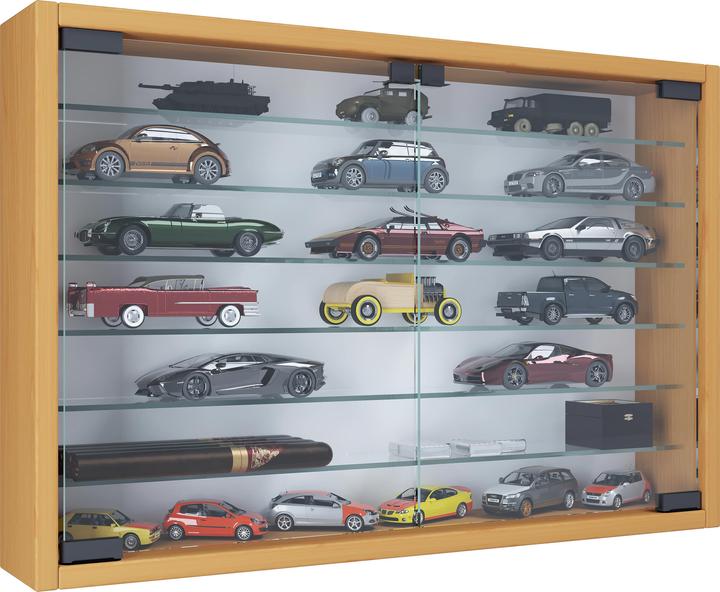 Actual product image VCM Wooden Glass Hanging Showcase Wall Display Case Collector's Deco Showcase Mandosa XL (60 x 10 x 40 cm)