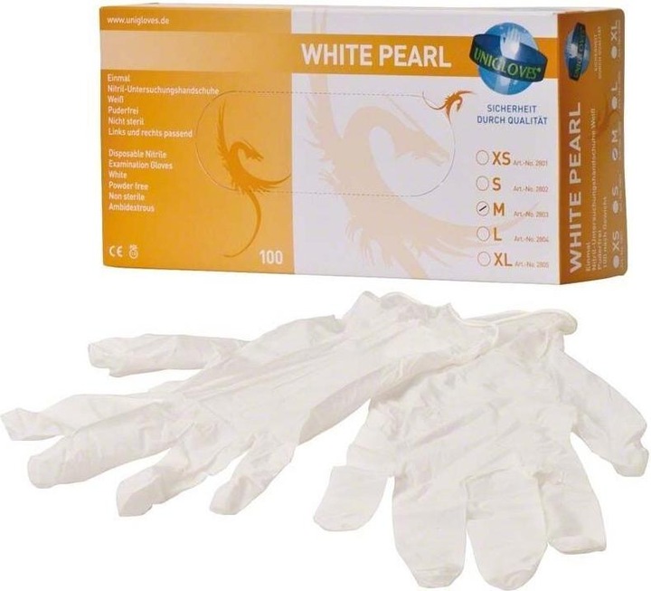 Actual product image Unigloves White Pearl Nitrile Gloves XS (5-6) (5, 6, XS)