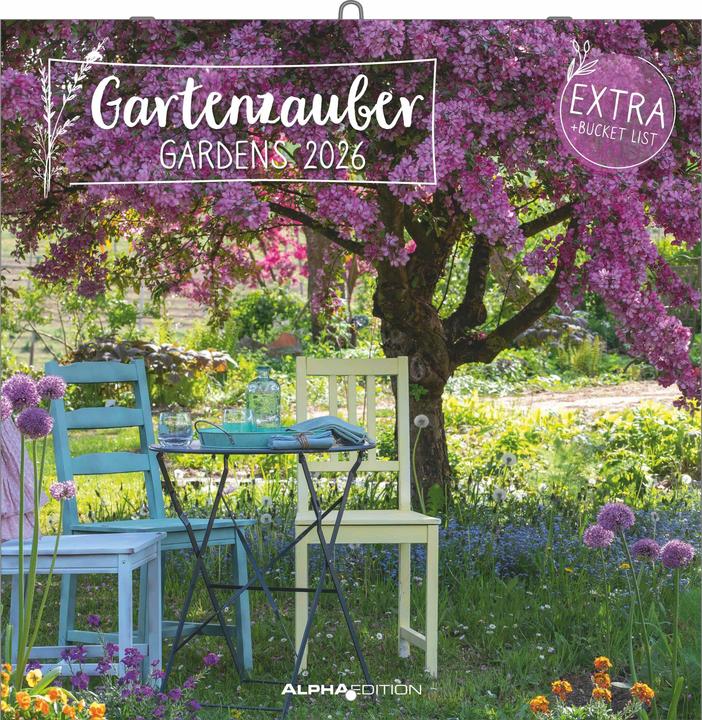 Produktbild Alpha Edition Gartenzauber 2026 - Broschürenkalender 30x30 cm (30x60 geöffnet) - Kalender mit Platz für Notizen - (30 x 30 cm, Harter Einband, Englisch, Niederländisch, Spanisch, Französisch, Deutsch, Italienisch)