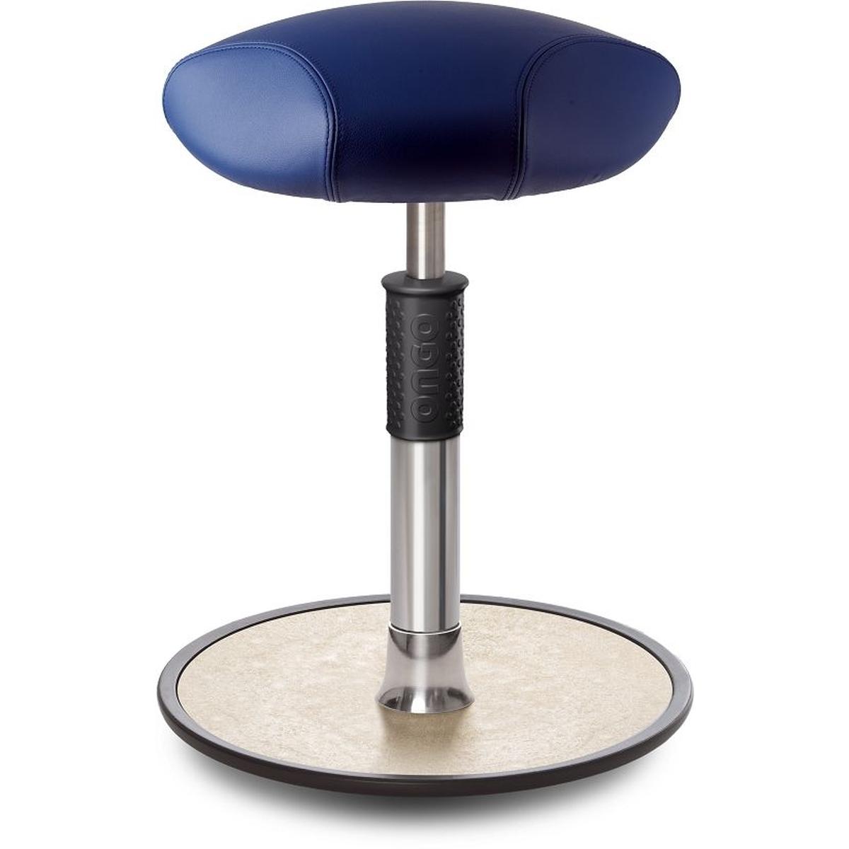 Ongo, Bürostuhl, Sitz- Stehhocker Free Regular Triangel Boxmark Leder blau Chrom /cremeweiss
