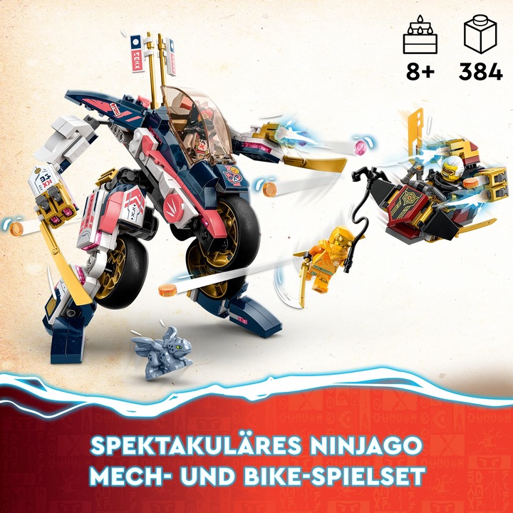 Actual product image LEGO Ninjago Sora's Mech transforms into a racing bike (71792). (71792, LEGO Ninjago)