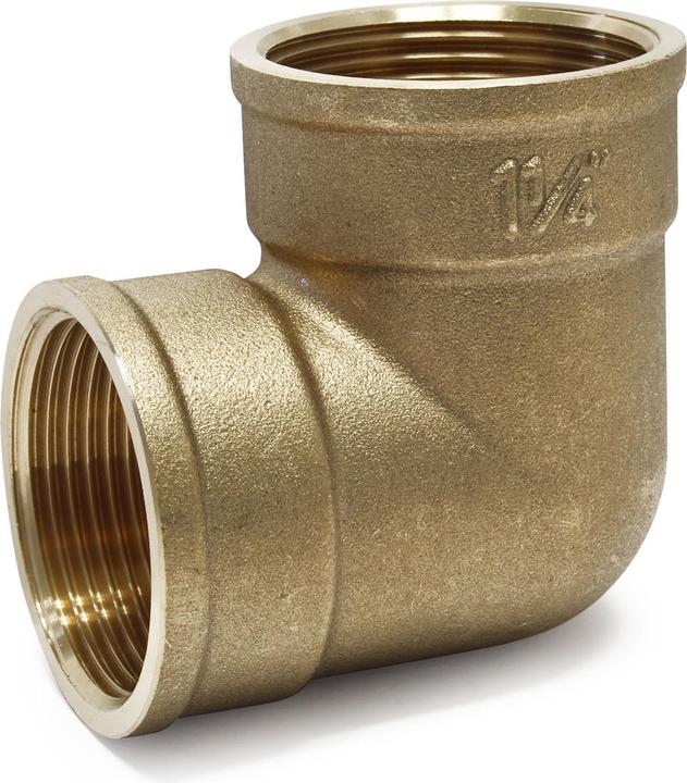 Actual product image Wiltec Brass 90 Degree Elbow Fitting with Two Female Threads 39.59mm (1 1/4") to Connect Pipes and Lin