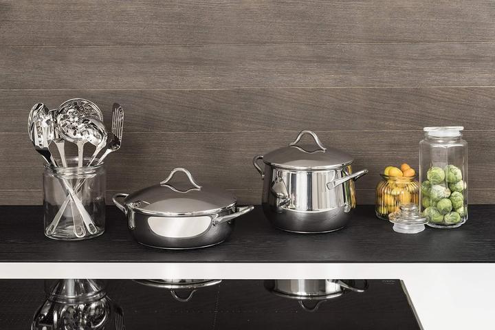 Actual product image Barazzoni Mediterranean Drum Kit 24 pieces composition 1810 made in Italy stainless steel 1810 (Casserole + stew pot, Pot, Stainless steel)