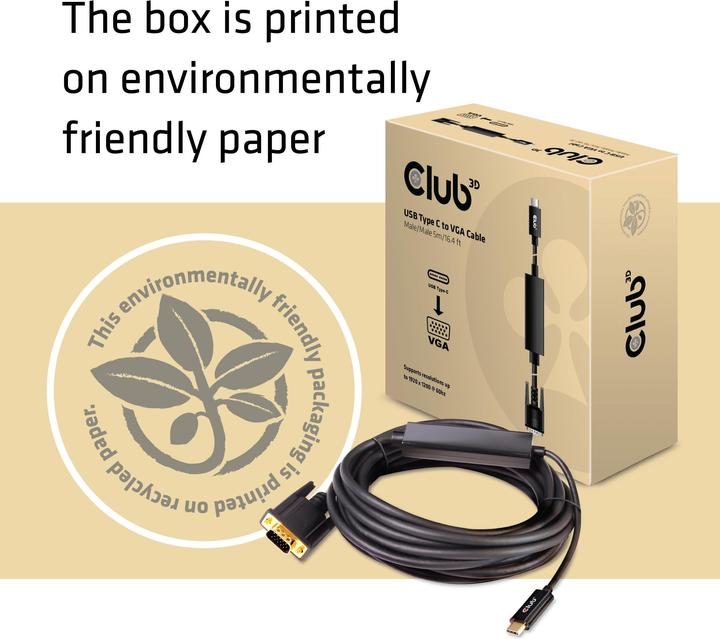 Actual product image Club 3D USB Typ C — VGA (5 m, VGA, USB Type C)