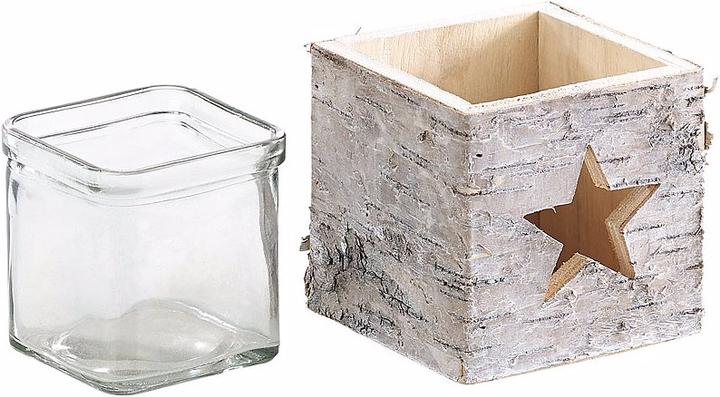 Actual product image Britesta Wooden lantern with star motif and removable tea light jar (2 x)
