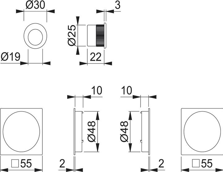 Actual product image Hoppe Sliding door cover set 4921 - BL, angular rosette, matt chrome-plated aluminium