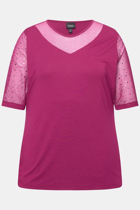 Actual product image Ulla Popken Sequined Mesh Sleeve Blouse (54)