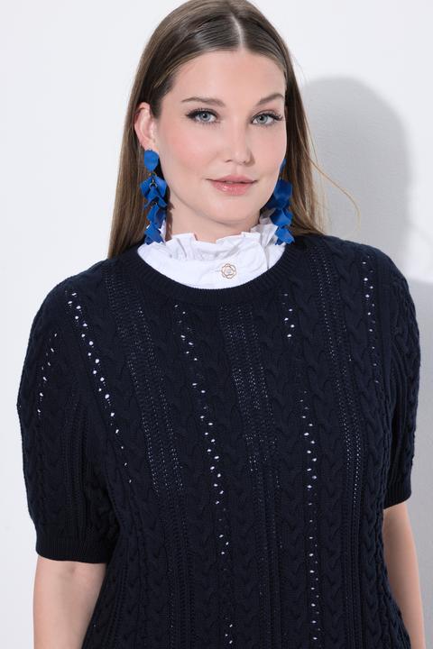 Produktbild Ulla Popken Pullover, Zopfmuster, Rundhals, Halbarm (50)