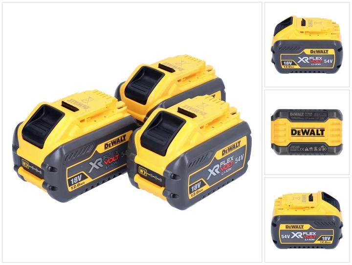54 V max. 12 Ah, 3x DeWalt DCB 548 18 V, 12000 mAh Li-Ion XR FLEXVOLT battery