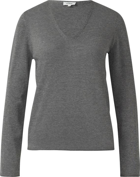 Actual product image s.Oliver Strickpullover Feinstrickpullover mit V-Ausschnitt und Rollkante am Saum (40)
