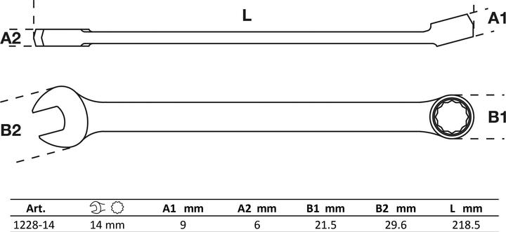 Produktbild BGS Maul-Ringschlüssel extra lang SW 14 mm (14 mm)