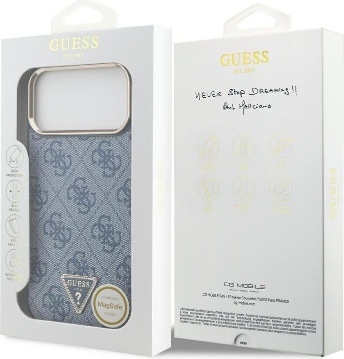 Produktbild Guess Case Magsafe 4G PU Leather Case With Triangle Logo And Gold Metal Camera Frame For iPhone 17 P (Apple iPhone 17 Pro Max)