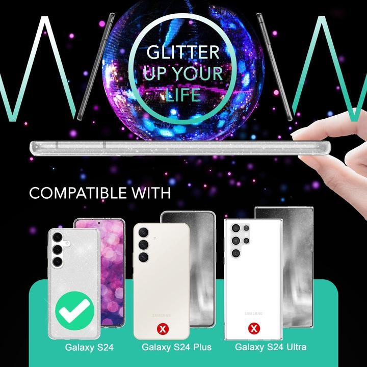 Actual product image Nalia Clear glitter silicone cover (Samsung Galaxy S24+)