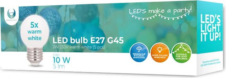 Image du produit Forever Light Ampoule LED E27 G45 2W 230V blanc chaud 5pcs (E27, 5 lm, 5x)