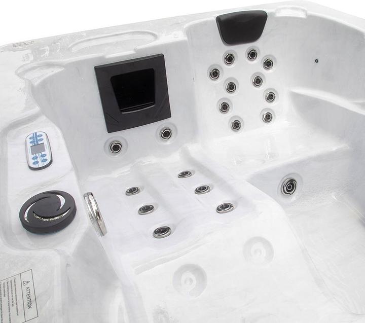 Produktbild Home Deluxe Outdoor Whirlpool WHITE PEARL, 27 Massagedüsen, Beleuchtung, Treppe und Thermoabdeckung, 3 Personen