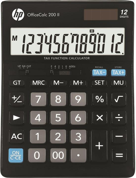 HP OfficeCalc 200 II Tischrechner schwarz (Batteriebetrieb, Solarenergie)