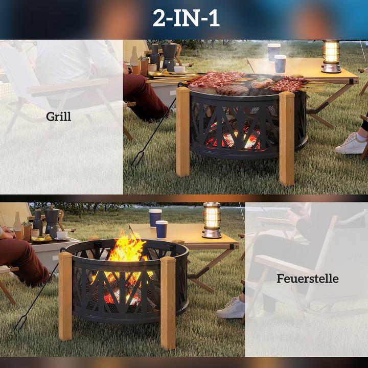 Produktbild Outsunny Feuerschale Metall Schwarz+Braun (75 cm)