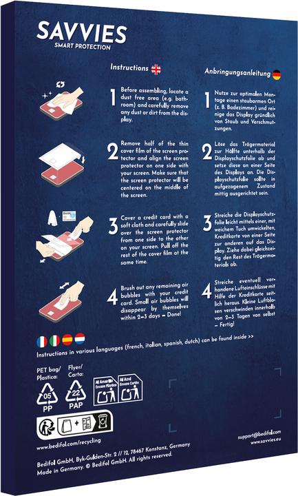 Immagine prodotto Savvies 3x Smart Glass – Hybrid Glass Pellicola in vetro 9H per Fujifilm X-E5 (Pellicola protettiva)