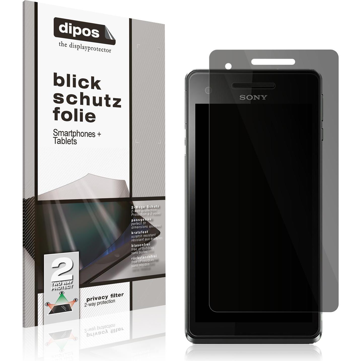 Dipos Blickschutzfolie 2-Way Anti-Shock (1 Stück, Sony Xperia V), Smartphone Schutzfolie, Transparent