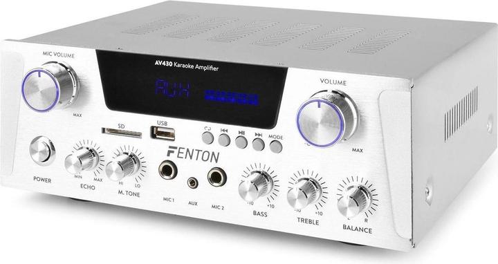 Image du produit Karaoke amplificateur avec Bluetooth - Fenton AV430A - 600W - 2 microphones avec écho - lecteur mp3