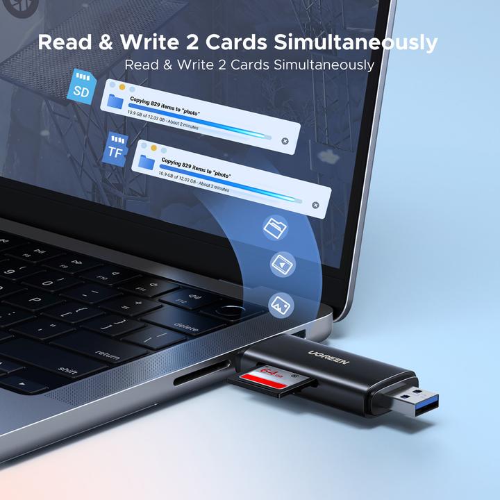 Actual product image Ugreen 2-in-1 USB-C/USB-A Memory Card Reader (USB-C, USB)